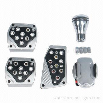 Car Pedal Pads, Made of Plastic or Aluminum Alloy, Non-slip Design